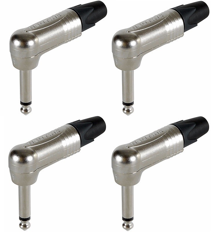 (4 Pack) Neutrik NP2RX Mono TS Right Angle 1/4″ 6.35 mm Plug Nickel/Silver