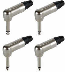 (4 Pack) Neutrik NP2RX Mono TS Right Angle 1/4″ 6.35 mm Plug Nickel/Silver