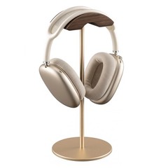 QinCoon Headphone Stand, Walnut Wood & Aluminum Headset Nature Gold