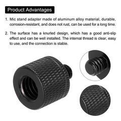 MECCANIXITY 4Pcs Mic Stand Adapter 3/8 Female to M6 Male Thread M6x1mm, Black