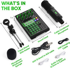 Portable Bluetooth Live Broadcast Sound Card Pro Audio Interface DJ Mixer Conden