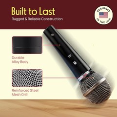 Pyle 3 Piece Professional Dynamic Microphone Kit Cardioid Black