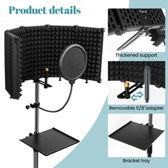 Microphone Stand With Isolation Shield,Recording Studio Equipment With Pop Fi…