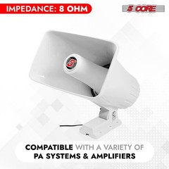 5Core PA Speaker Pair 5×8″ 65W Bull Horn Loud Audio 8Ohm Outdoor Speakers System