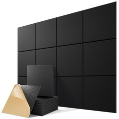12 Pack Self-Adhesive Acoustic Panels, 12 X 12 X 0.4 High-Density Polyester S…