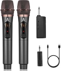 ALPOWL Wireless Microphones, Metal Dynamic Microphone System with Rechargeabl…