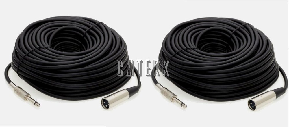 2 Pack 25Ft XLR 3-Pin MALE to 1/4″ MONO Plug Mic Microphone Cord Cable 25 Foot