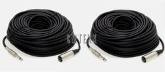 2 Pack 25Ft XLR 3-Pin MALE to 1/4″ MONO Plug Mic Microphone Cord Cable 25 Foot