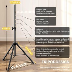 GZGDLJQ Speaker Stands Pair, Universal Tripod Stand 2 Pack, Black