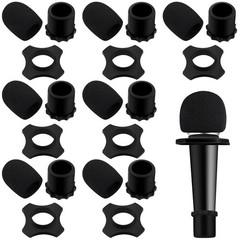 8 Set Microphone Foam Covers – Shakeproof Windscreen, Anti-Rolling Sleeve, Black