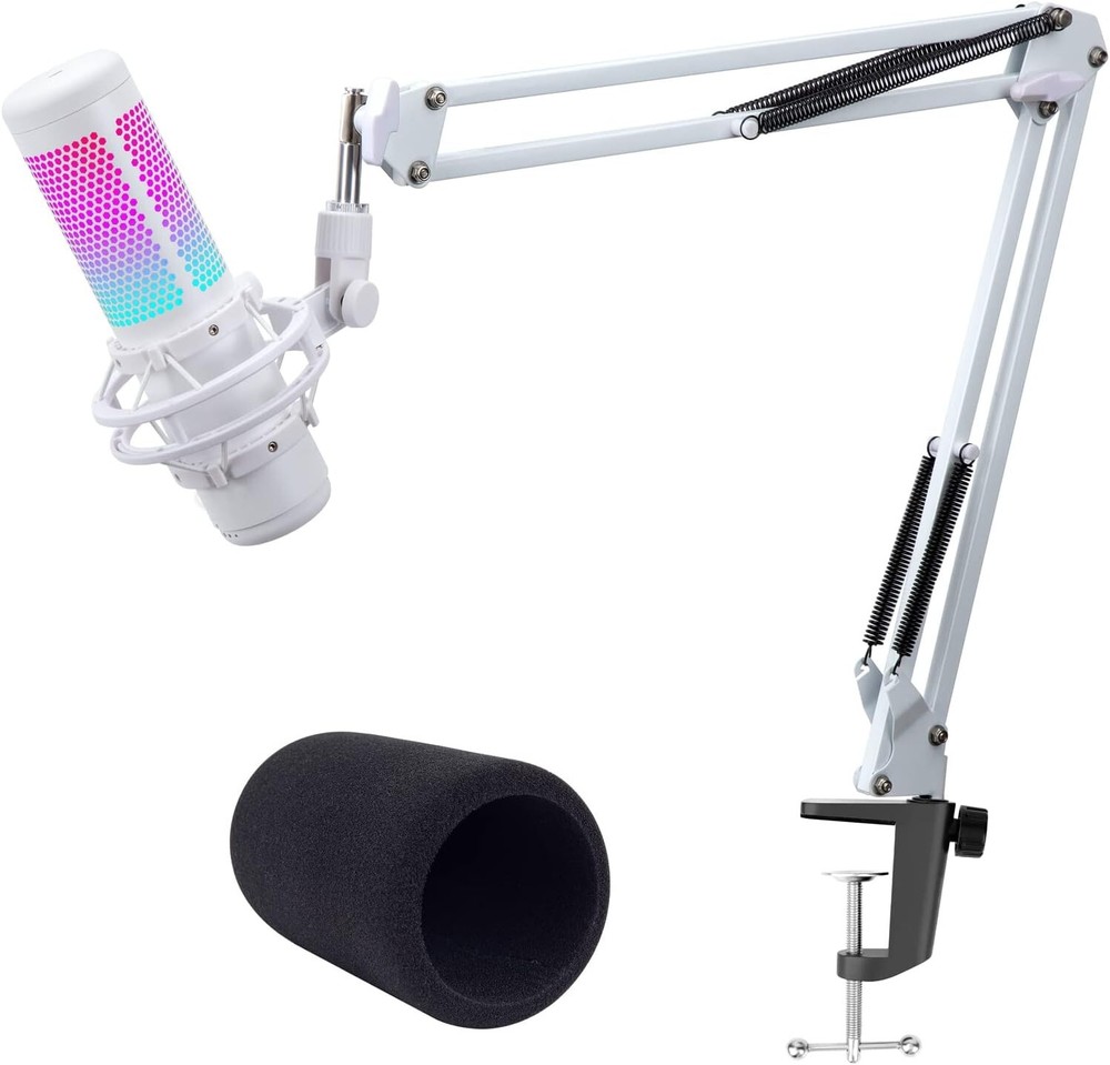 White Mic Arm Compatible with Hyperx Quadcast S – Premium Quadcast S Microphone