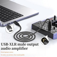 USB A to XLR Male Audio Cable, Gold-Plated Connectors