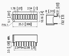10pc LED 10 Segment Bar Display Segment Size=5.1×1.78mm Color= Yellow A1025YWL