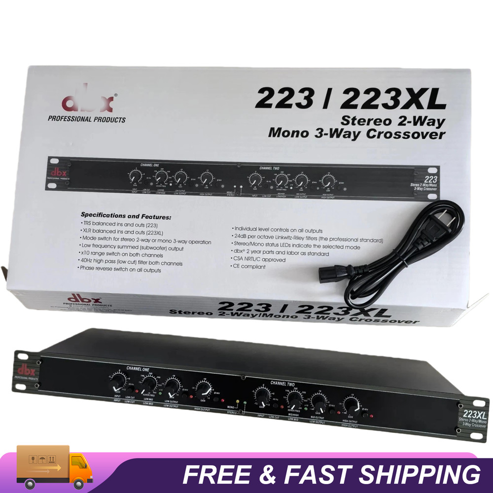 DBX 223XL Stereo 2-Way/Mono 3-Way Crossover Rack Mountable US NEW