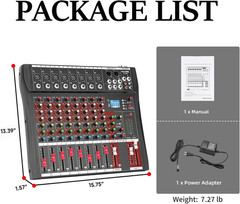 Audio Mixer 8 Channel, CT-80S Professional Sound System Mixer Board DJ Mixing C