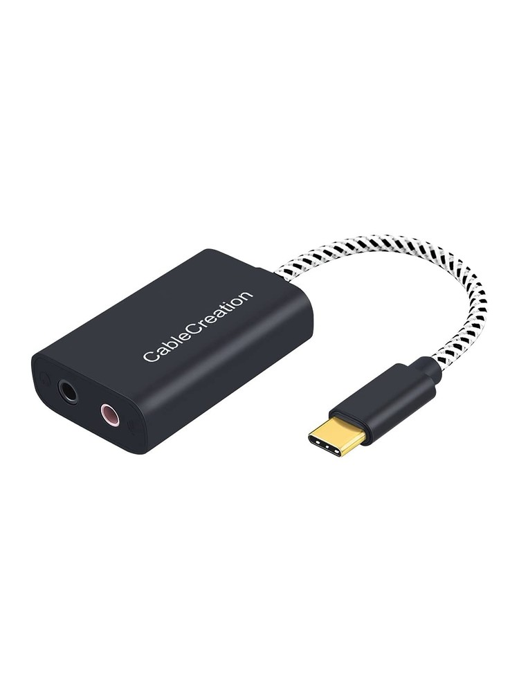 CableCreation Type C External Sound Card with 3.5 mm 1-Pack, Black USB C