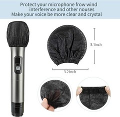 200 Pcs Disposable Microphone Cover Non-Woven Handheld Microphone Windscreen bla