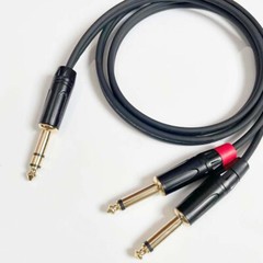 2PC 1/4 TRS Stereo Male to Dual 1/4 TS Male Stereo Breakout Splitter Y Cable