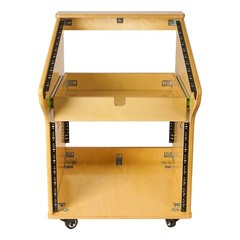 Sound Town 8U Wood Studio Rack w/ 11U Mix Top, 2U Drawer Golden Oak (SDRK-M11X8)