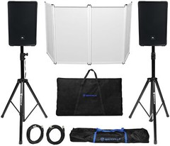DJ Package (2) JBL IRX112BT 12″ 1300w Powered Speakers w/Bluetooth+Stands+Facade