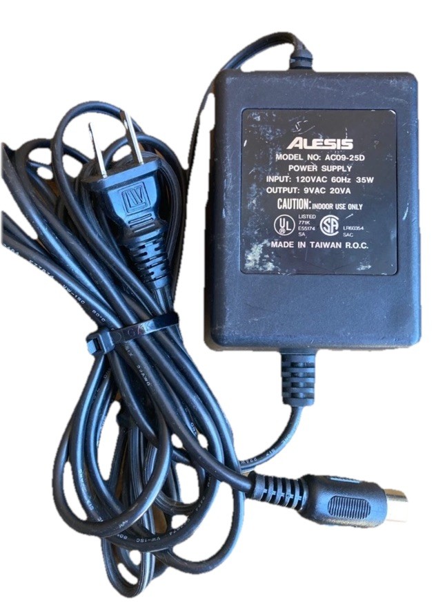 Alesis AC09-25D Power Supply Input 120 VAC 60HZ 35W Output 9 VAC 20 VA