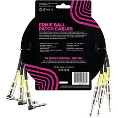 Ernie Ball 1.5ft STRAIGHTANGLE 3PK PATCH CABLE 1.5 ft. Black