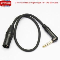 3 Pin XLR Male to Right Angle 1/4″ TRS Balanced Stereo Microphone Cable