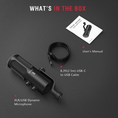 XLR/USB Podcast Dynamic Microphone for Streaming, Studio XLR Microphone, PC