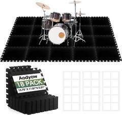 18 Pcs Sound Absorbing Interlocking Floor Mats Pads, 15.7″ x 11.8″ x 0.3″ sou…