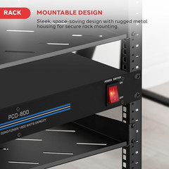 8-Outlet Rack Mount Power Conditioner – 15 Amp 1800W Black AC Surge Protector Su