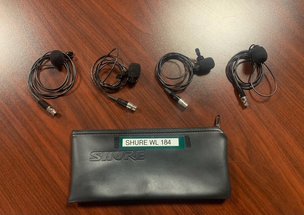 (4) Shure WL184 Lavalier Condenser Microphones w/ (3) extra capsules WL185/WL183