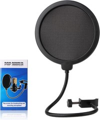 Professional Microphone Pop Filter Shield, 360° Gooseneck, Dual Layered