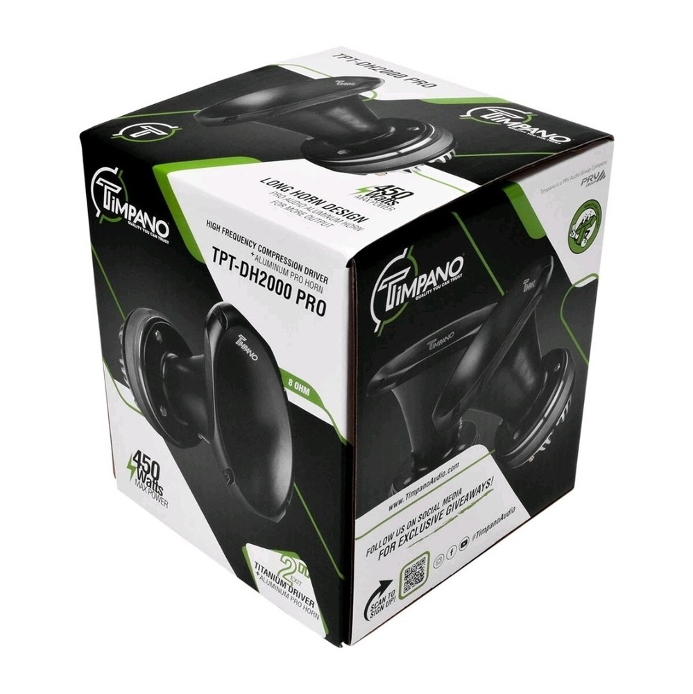 1x Timpano TPT-DH2000 PRO Titanium Driver with 2″ Aluminum Exit PRO Horn 450W