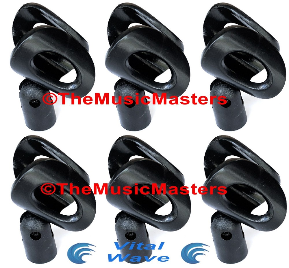 (6) X-Large Wireless MICROPHONE CLIP Karaoke Tripod Stand Mic Holder Clamp Mount