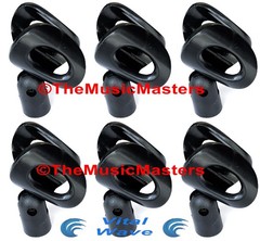 (6) X-Large Wireless MICROPHONE CLIP Karaoke Tripod Stand Mic Holder Clamp Mount