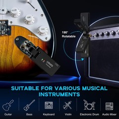 LEKATO Wireless Guitar System with Charging Case, Rechargeable 2.4GHz, Black