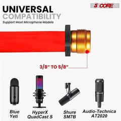 5 Core Microphone Stand Pair Floor Height Adjustable w Telescoping Boom Arm
