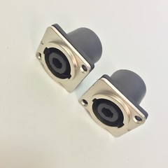 2 Pieces NL4MP Female 4 Pin SpeakON Connectors Square Configuration Metal Panel
