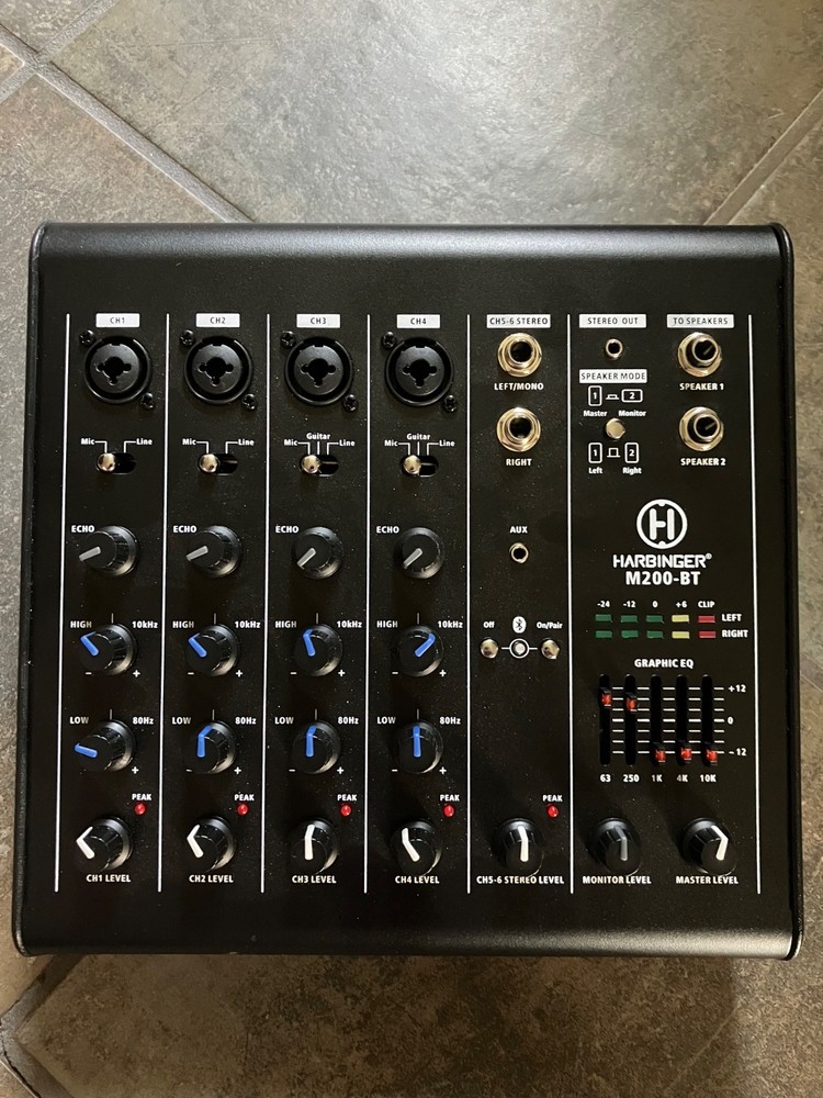 Harbinger M200-BT Unpowered 4 Channel mixer – NO POWER For Repair