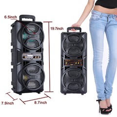 Dual 6.5″ Party Portable Bluetooth Speaker Heavy Bass Sound Remote FM LED Light