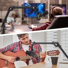 Microphone Desk Stand 360° Rotatable Mic Boom Arm with 3/8“ to 5/8“ Adapter