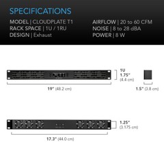 CLOUDPLATE T1, Rack Mount Cooling Fan Panel 1U Exhaust, AV Equipment 19″ Rack