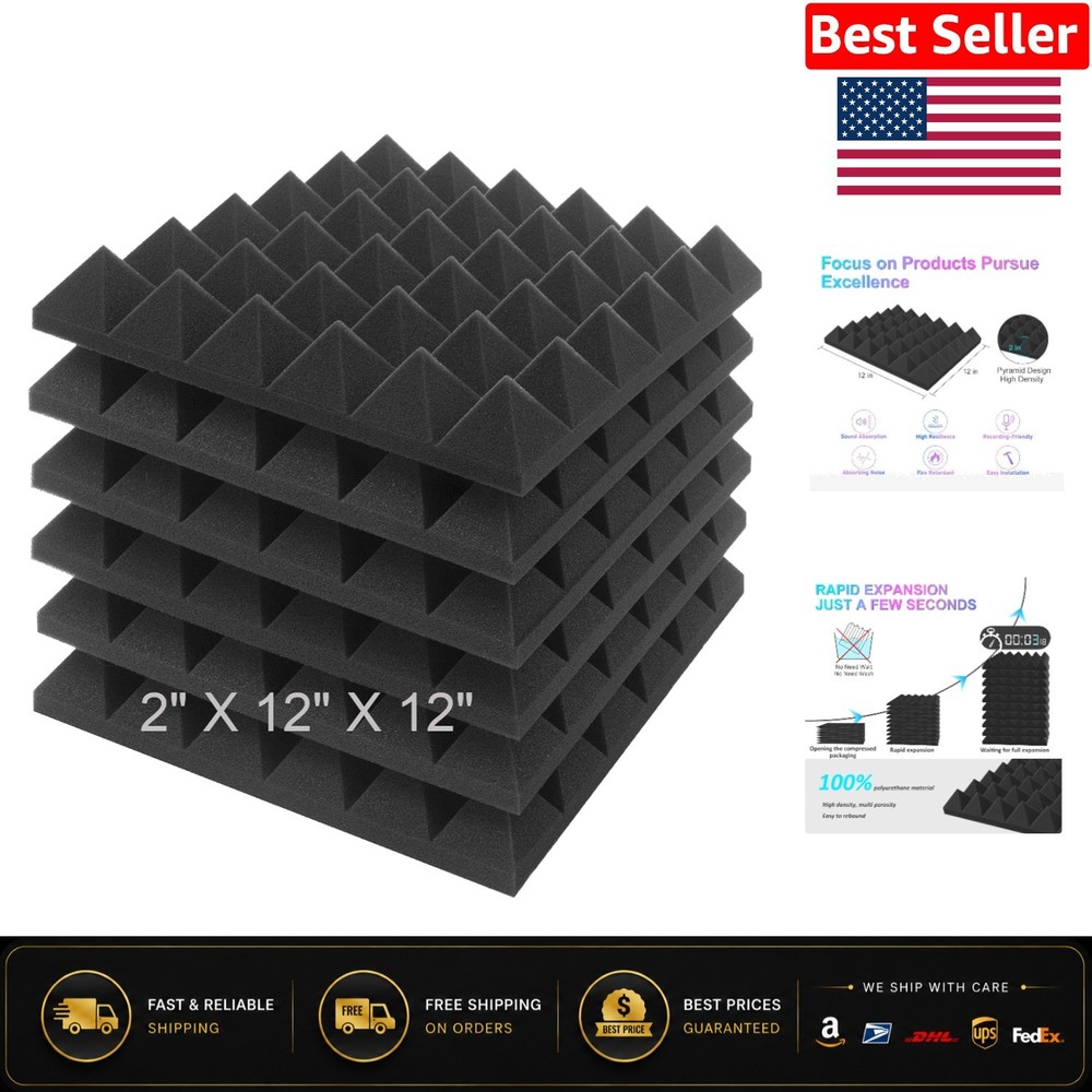 High-Performance Charcoal Acoustic Panels 6 Pack – Fireproof & Noise-Reducing