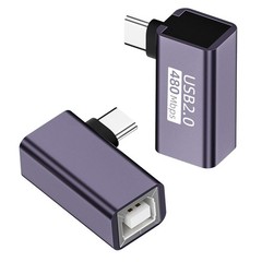 2 PCS 90 Angle USB C Male To USB B Female Print Connector Adapter 20W