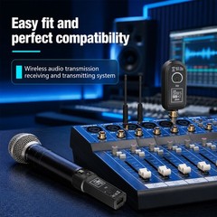 Dynamic Range 110dB Wireless Guitar XLR Transmitter Receiver System 30-50m Black