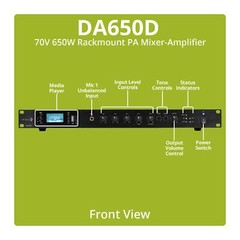 Dayton Audio DA650D Commercial Audio Amplifier 650W 70V/ 100V/ 4 Ohm Mixer – 4 M