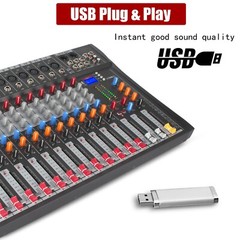 Pro Power Mixer 12 Channel Audio Mixing Console 16 DSP w/USB 110-220V Bluetooth