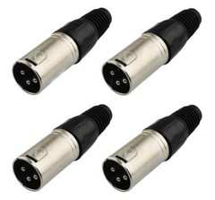 (4 PACK) PROCRAFT PC-TX004 3-Pin Male XLR Lo-Z Cable Mount Connector – NICKEL