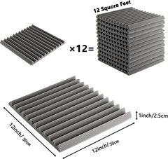 6-96 Pack Sound Proof Foam Panels for Walls 1 X 12 X 12 Inches Acoustic Panels