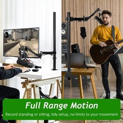 Frgyee Mic Boom Arm, Adjustable Height Overhead Microphone Stand with Heighte…
